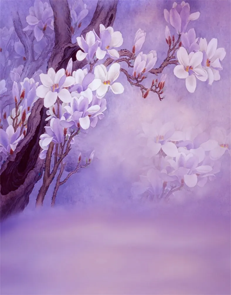 

5x7ft Purple Flowers Painting Photography Backdrops Photo Props Studio Background