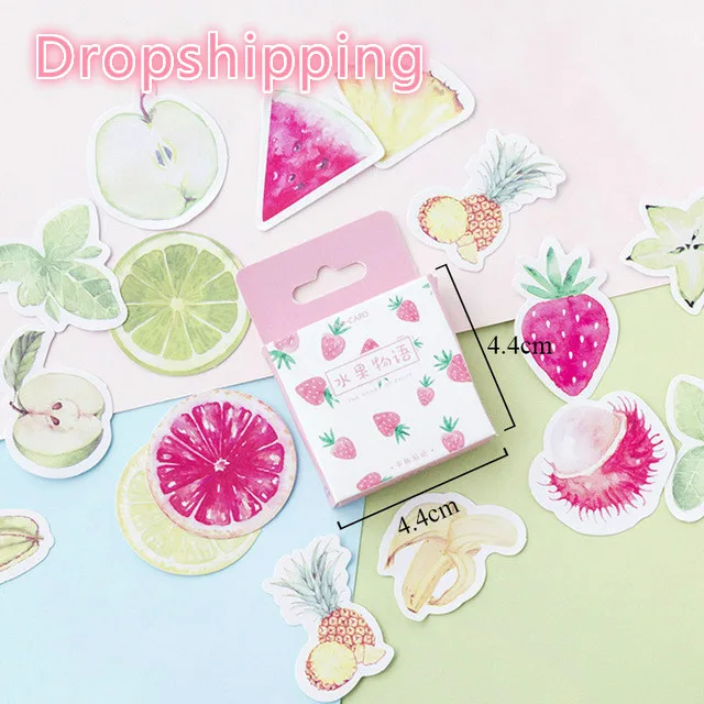 

46Pcs/Box Fruits Stickers Strawberry Pineapple Decorative Adhesive Sticker For Kids DIY Photo Albums Decorations Scrapbooking