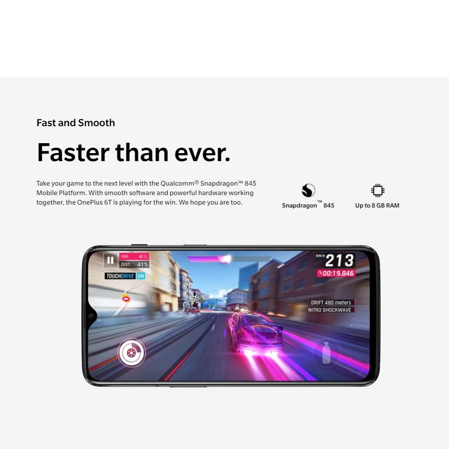 Мобильный телефон Oneplus 6 T, 8 ГБ/128 ГБ, Восьмиядерный процессор Snapdragon 845, 6,41 дюймов, двойная камера, разблокировка экрана, NFC, смартфон, Android 9,0