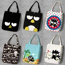 IVYYE Black Penguin Fashion Anime Foldable Canvas Shopping Bag Casual Shoulder Bags Customized Tote Handbag Lady Girls New