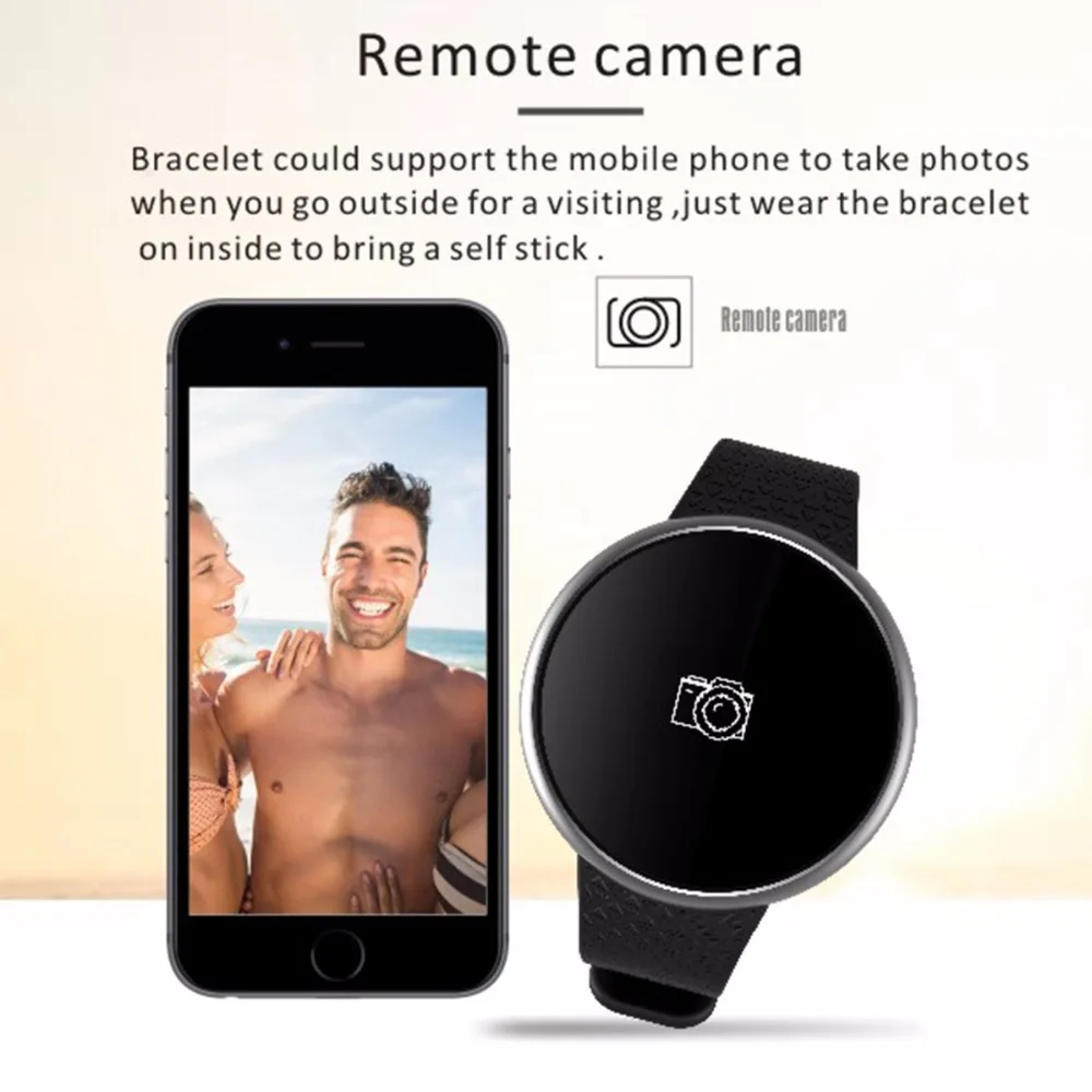 SOONHUA Водонепроницаемый умный браслет напоминание о звонке Удаленная камера Шагомер монитор сердечного ритма сна часы браслет для IOS Android