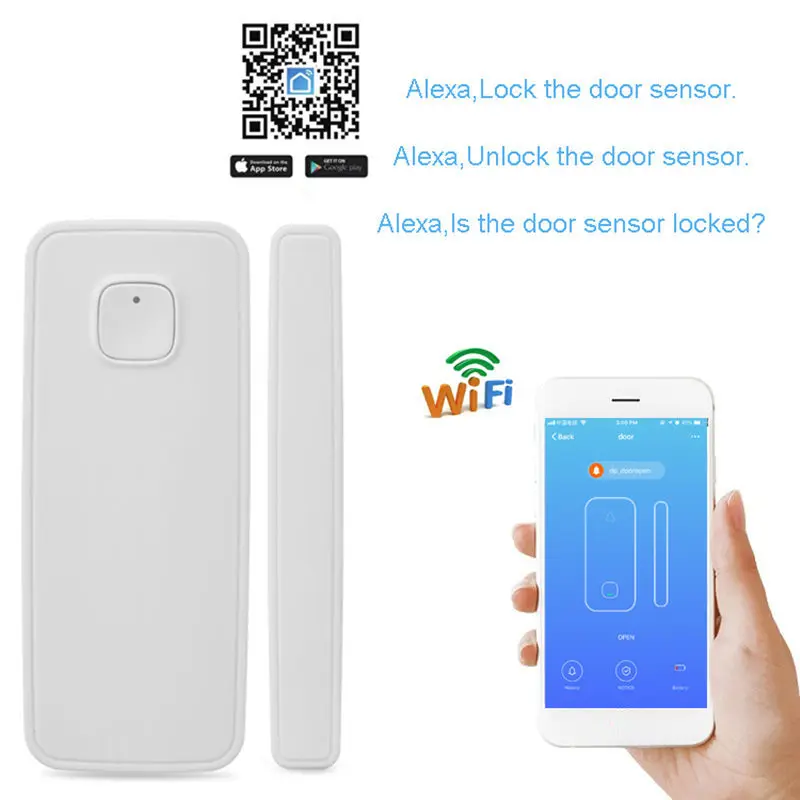 

Smart wifi door sensor work independly with alexa google home voice control for ios android smartphone mini IFTTT alarm security
