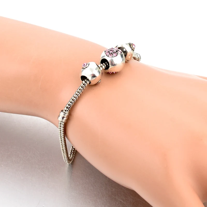 Attrtto новейшие браслеты с подвесками в виде сердца для женщин, браслеты на цепочке и браслеты, сделай сам, ювелирные изделия, браслеты SBR160009