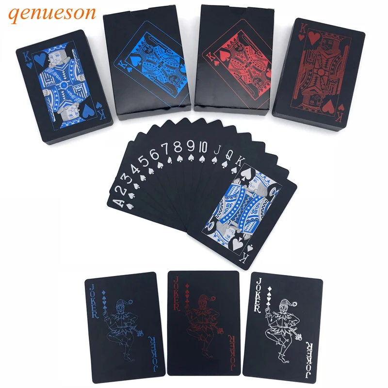 Poker Playing-Cards Plastic Black Baccarat Waterproof Board-Game Texas-Holdem Blue New