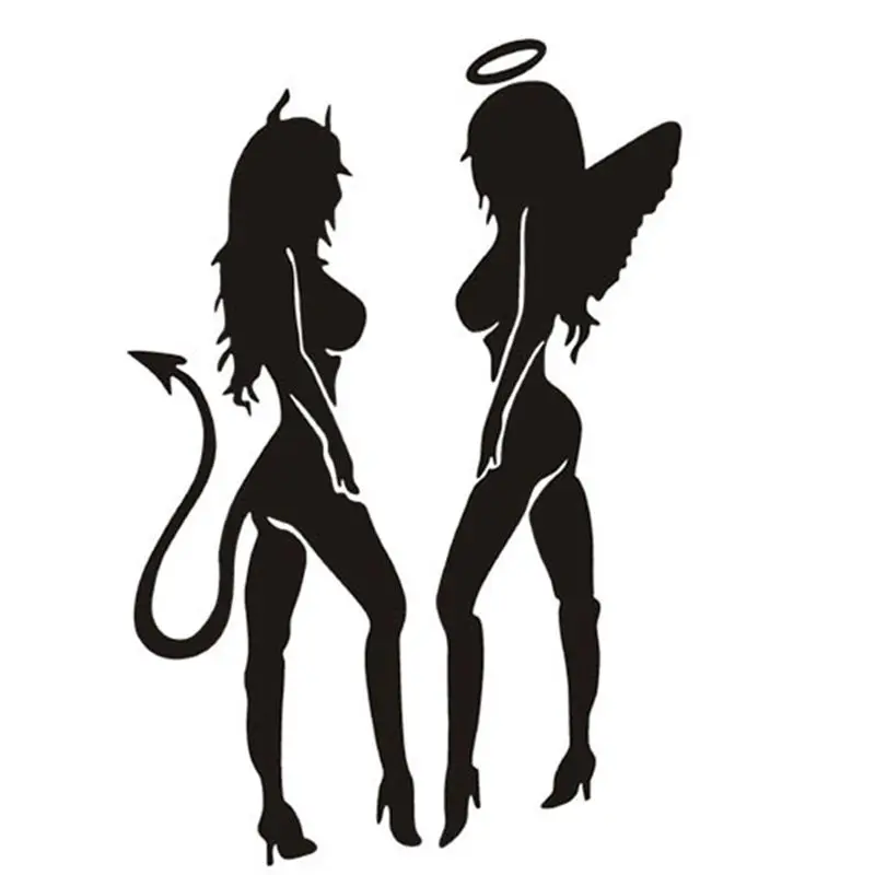 

1PCS Trendy Reflective Car Styling Devil Angel Car Stickers Motorcycle Decorating Stickers #HA10255