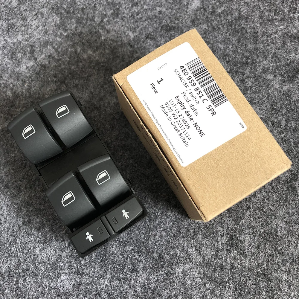

For Audi D3 A8 Quattro 2004 2005 2006 2007 2008 2009 2010 Master Power Window Control Switch BWD 4E0959851C 5PR