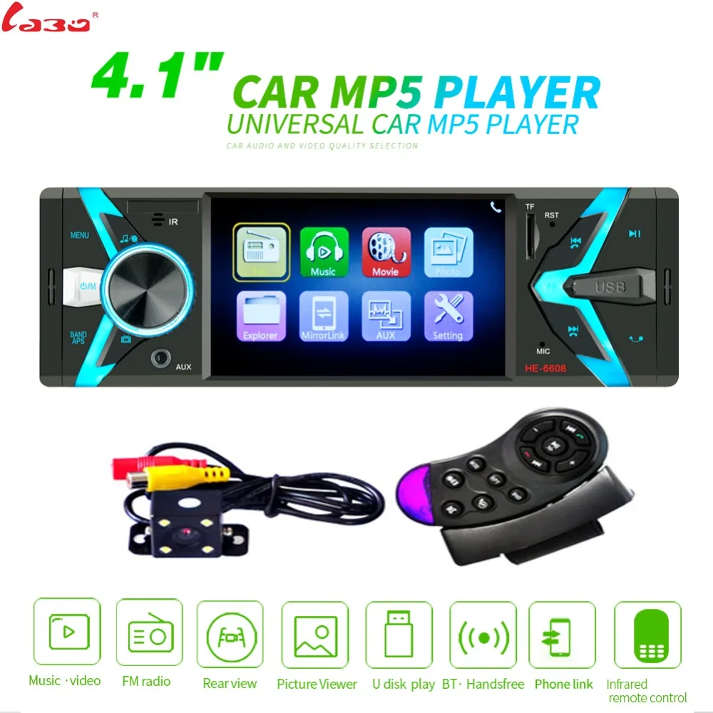 Автомагнитола LaBo 1DIN 4 1 дюйма HD MP5 Bluetooth USB TF FM|Автомобильные радиоприемники| |