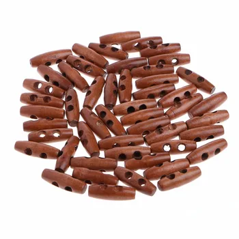 

50Pcs Wood Sewing Horn Toggle Buttons Coat Clothes Accessories 2 Holes Craft New