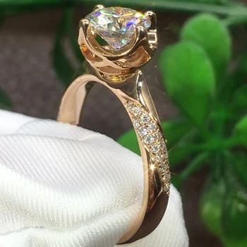

Free Ship 1 Carat 18K Rose Gold Moissanite Diamond Ring Rose Luxury Classic Women Wedding Party Engagement Anniversary Ring
