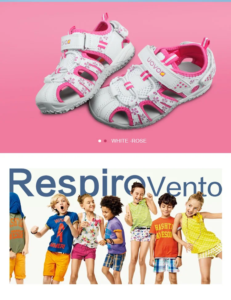 UOVO/новые детские сандалии; коллекция года; Летние безопасные сандалии для девочек; пляжная обувь для девочек; носки; сандалии для мальчиков с защитой от столкновений; Размеры 26-36