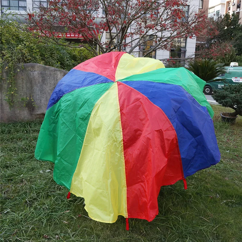 New 2M Rainbow Umbrella Parachute Toy Kids Sport Outdoor Games 