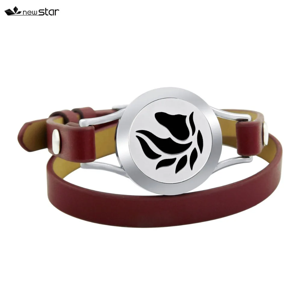 NS-BS090-5 Diffuser Leather Locket Bracelet_