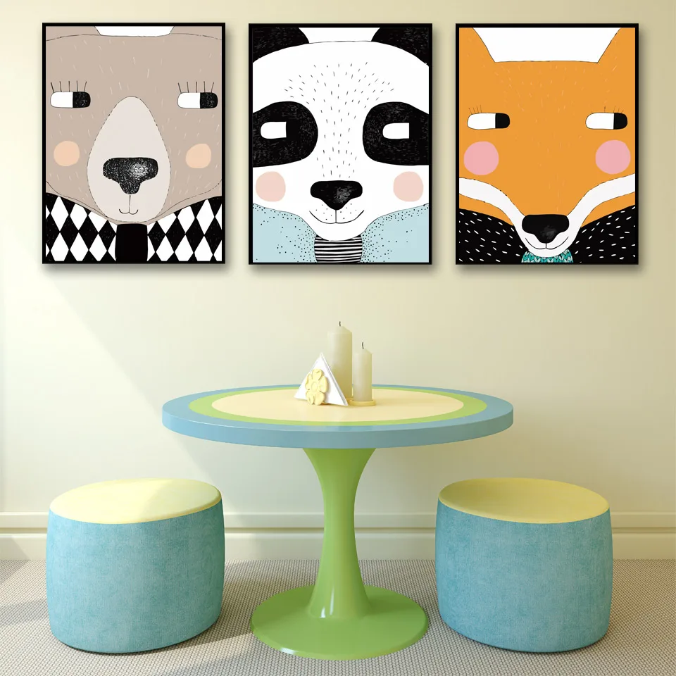 Nordic-Cartoon-Animal-Panda-Bear-Fox-Wall-Pictures-For-Children-s-Living-Room-Art-Canvas-Poster (5)