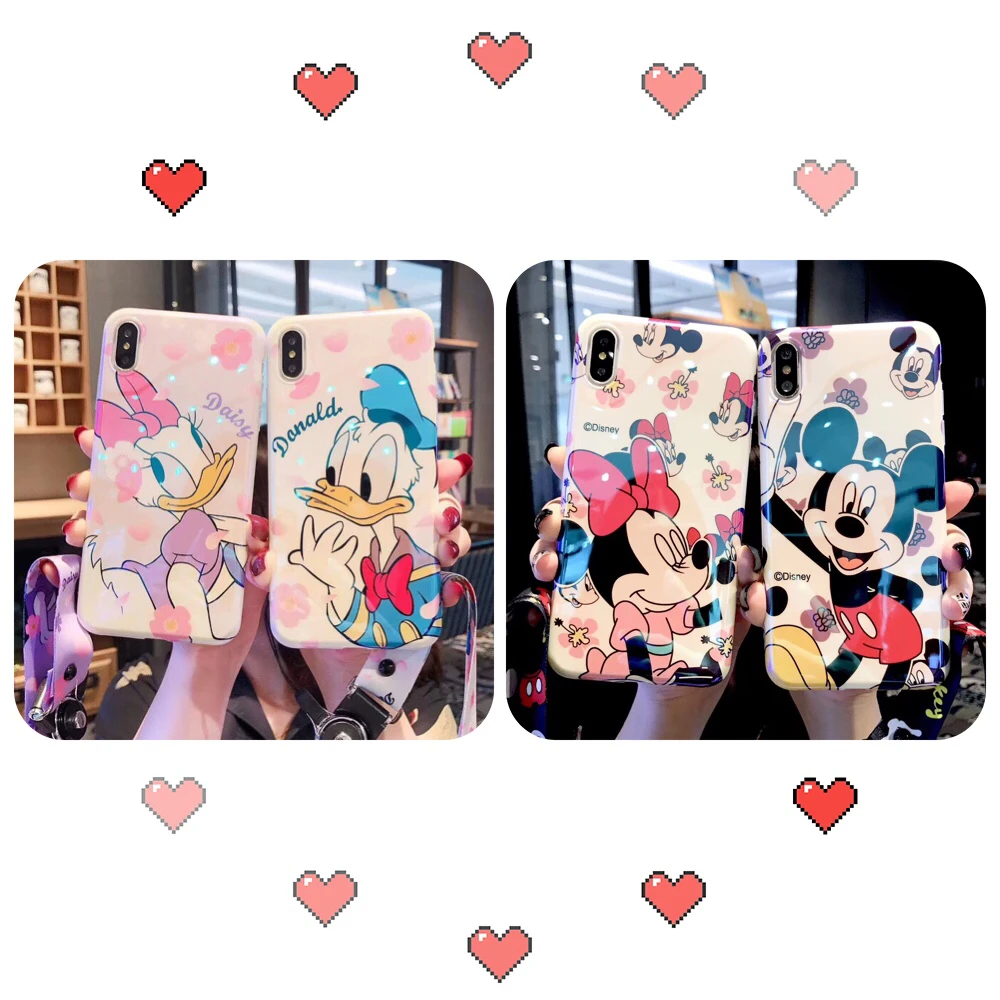 

Cartoon Minnie Mickey phone case For iphone Xs MAX XR X 6 6s 7 8 plus anime Disneys Donald Duck Daisy silicone couple back cover
