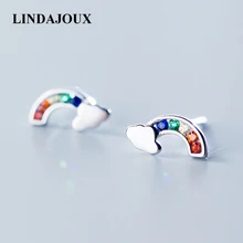LINDAJOUX, 925 пробы, серебряные, цветные, циркониевые, с полированным облаком, серьги-гвоздики для женщин, новинка, серьги-гвоздики, Прямая поставка