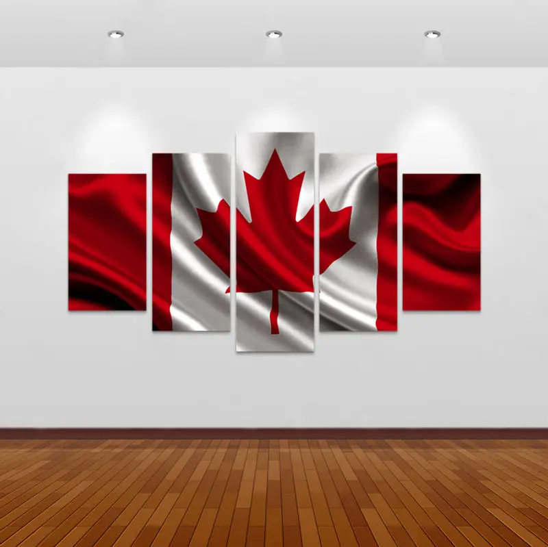 5piececanvasartnewCanadaFlagwallartCanvasPaintingdecorations