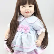 Nicery 22 дюймов 55 см высокая виниловая возрожденная детская игрушка милая Реалистичная подвижная улыбающаяся принцесса Рождественский подарок белый розовый