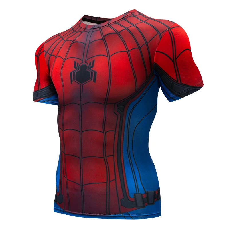Повседневная мужская футболка для фитнеса с 3D супергероем Железным человеком, компрессионная футболка с коротким рукавом для фитнеса, летняя модная футболка для фитнеса