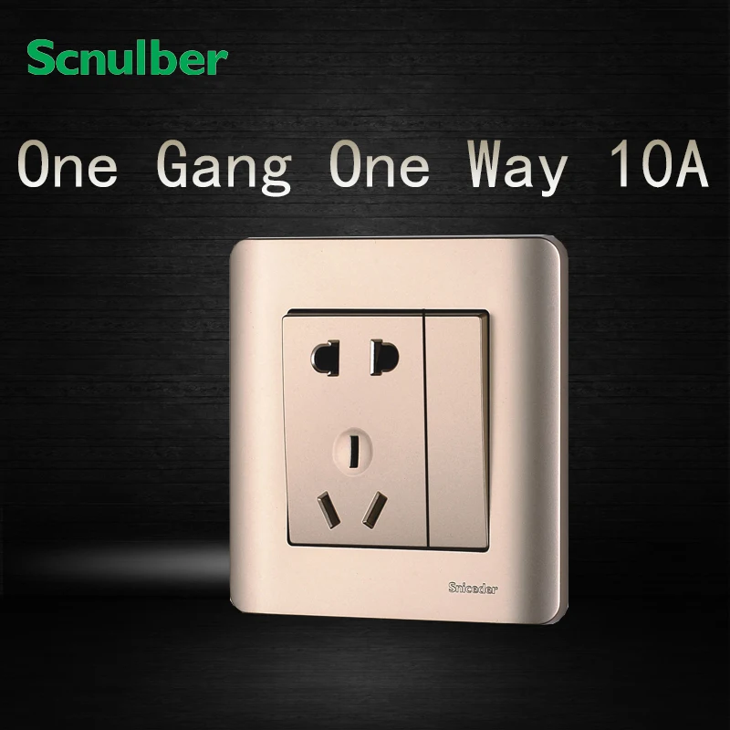 16a 220v Champagne 1 Way 1 Gang Wall Switch Switched