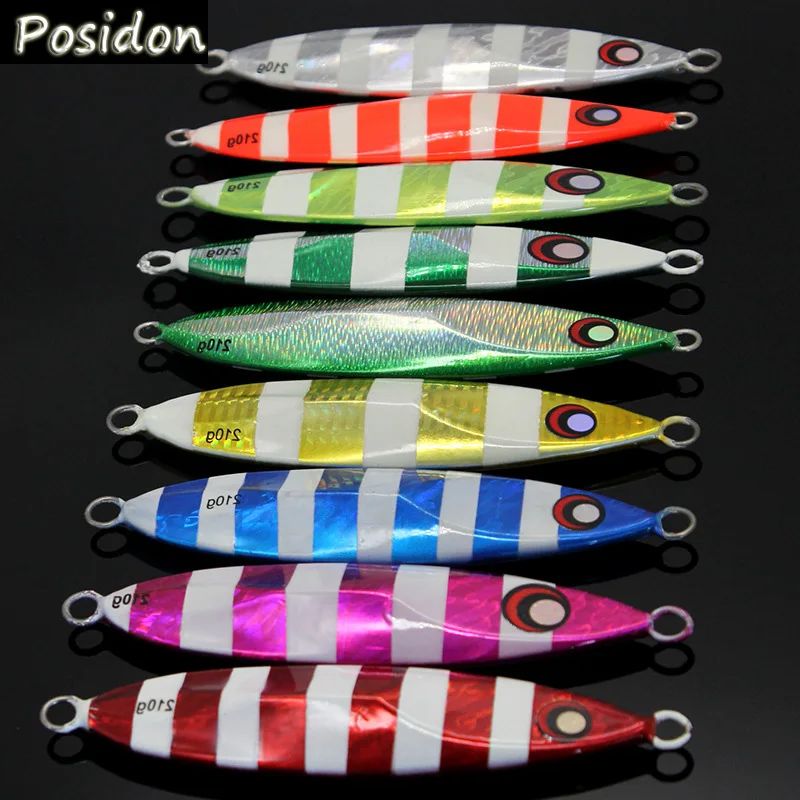 

Posidon 2pcs/bag 210g/13cm Luminous Heavy Weight Fishing Metal Jig Lead Lures Glow Metal Jigging Hard Bait Lures Various Colors