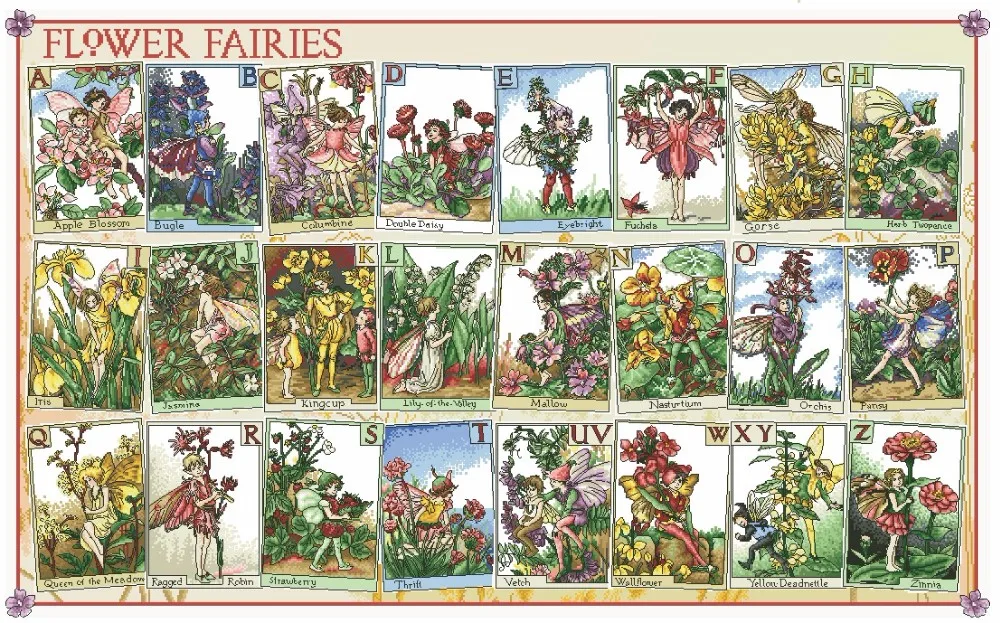 Adults Counted Cross Stitch Starter Kit Flower Fairy Five DIY 11CT Beginners Embroidery Stamped Pre-Printed Canvas Pattern Art Easy Home Decor Wall Handmade 15.7x19.7inches 
