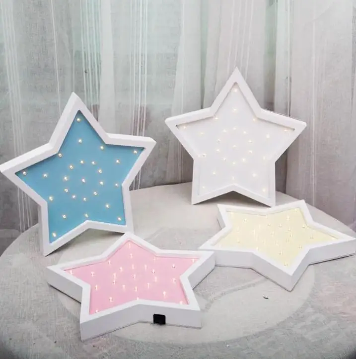 

Ins Nordic Nightlight Pink Pentagon Star Cartoon led Children's Room Decoration