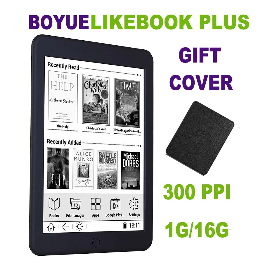 BOYUE Likebook Plus ebook reader 7.8 inch Carta Screen 300PPI 1G/16G Touch ANDROID Bluetooth Backlight ebook ereader eink + Case