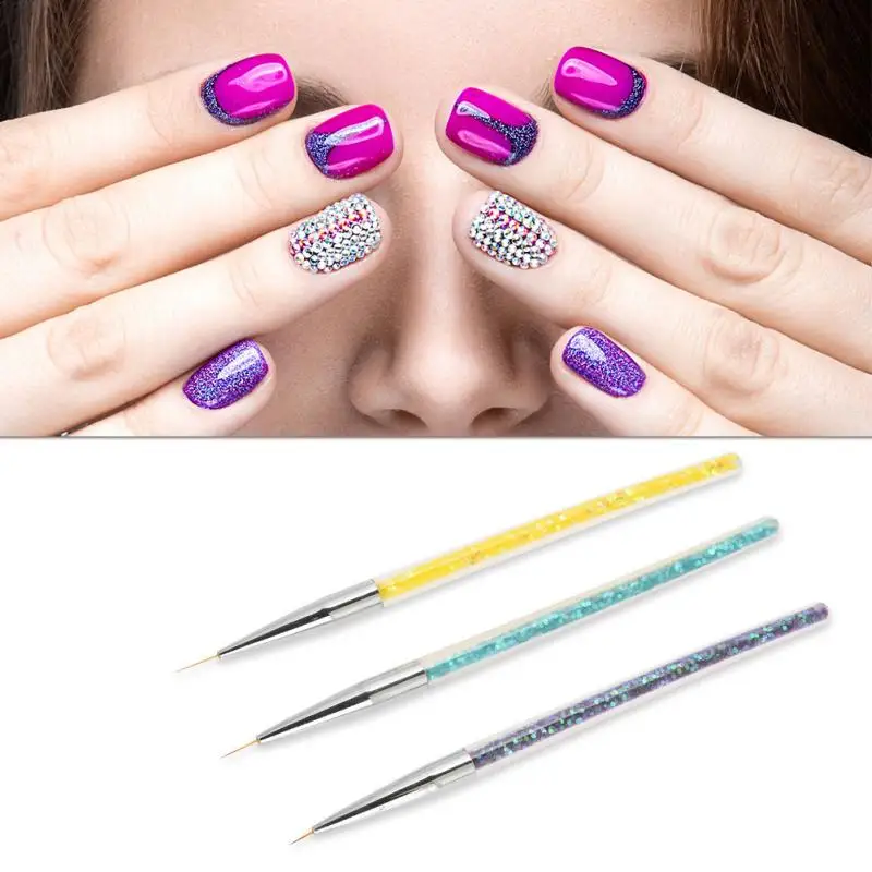 3pcs Professional Nail Art Liner Drawing Sequins Design Pen Three Color
