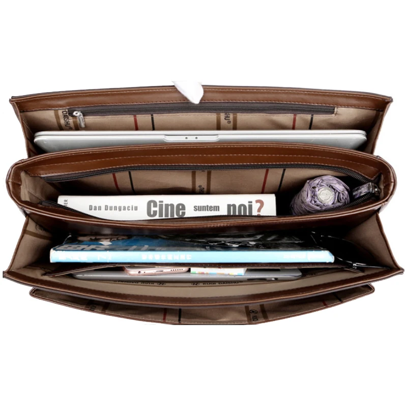 Men's Executive Briefcase Business Male Bag Black Portfolio Tote Bags for Men A Case for Documents Classic PU Leather Handbag