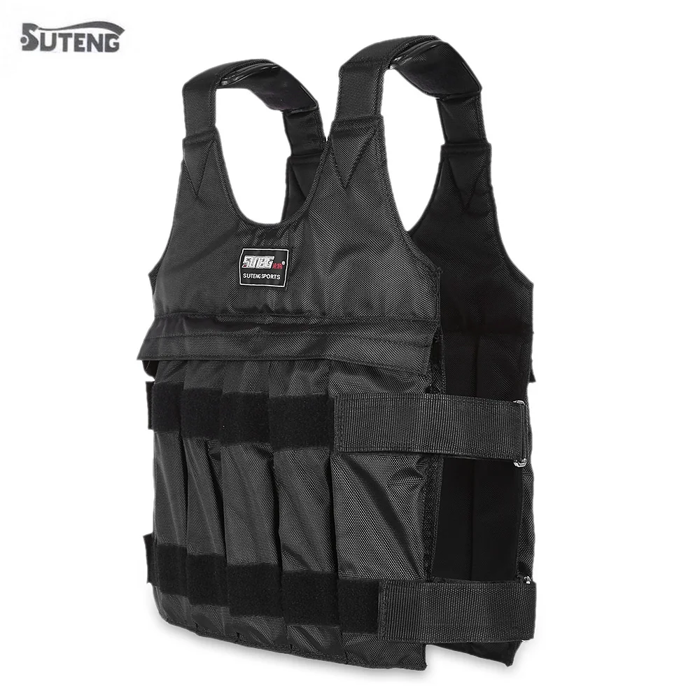 

SUTENG 10kg/50kg Max Loading Weighted Vest Boxing Training Thickening Exercise Waistcoat Durable Adjustable with 12 pcs Pouches