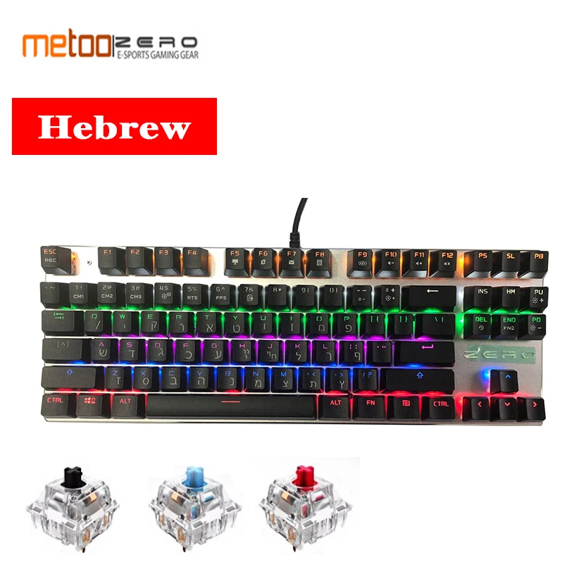 

METOO Russian Mechanical Gaming Keyboard 87 104 Key Wired LED Backlit Anti-Ghosting For overwatch PTUG LOL Hebrew Russian