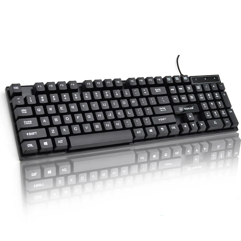 USB клавиатура 104 клавиш с подсветкой Механическая игровая клавиатура Супер тихая для ноутбука ПК компьютера - Цвет: black no shining