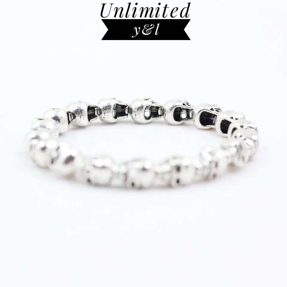

Skull Beads Strand Bracelets for Cool Men and Women Thomas Style Skeleton Silver Fashion Jewelry Gifts