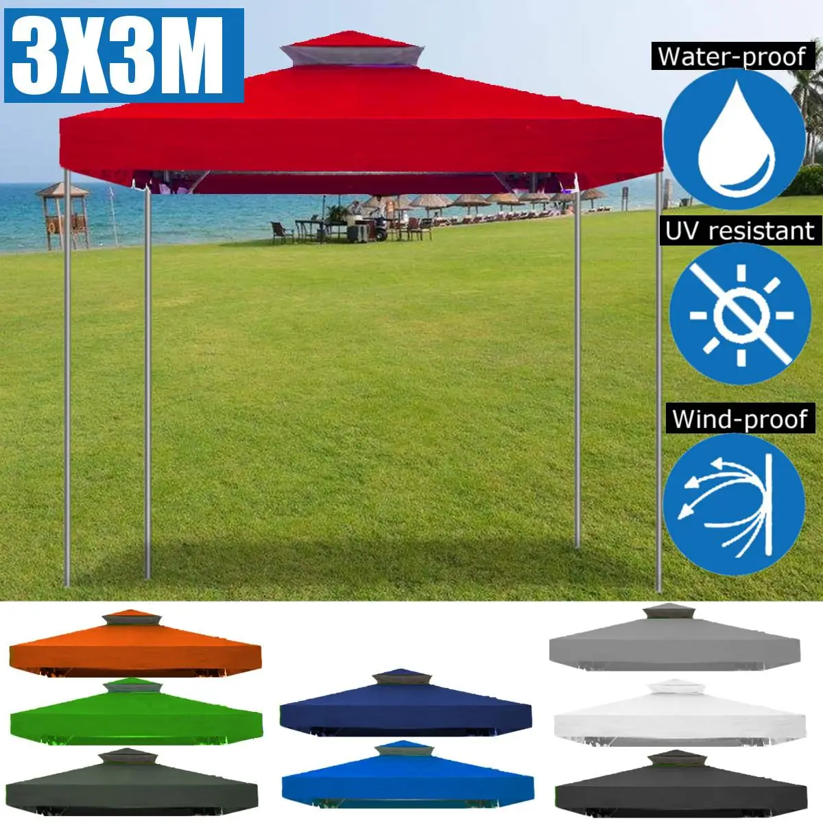 

298x298cm Outdoor Garden Gazebo Top Canopy cover UV protection Waterproof Dust Courtyard Swimming Pool Sun Shade Sail Square
