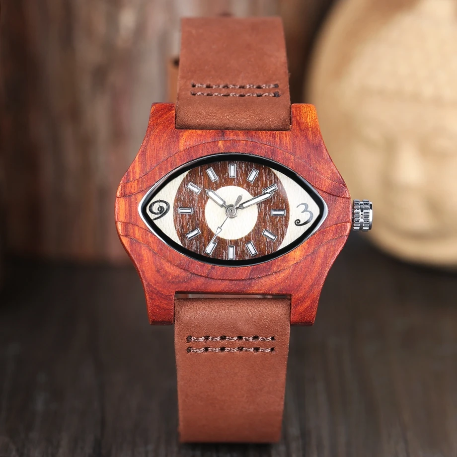YISUYA Trendy Bamboo Wood Ladies Wrist Watch Like Eye Red Wooden Quartz Watch Nature Timber Creative Watches Women Bangle Clock (15)