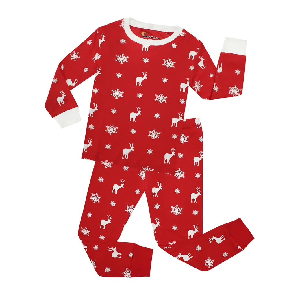 New Merry Christmas Pajamas Sets For Girls Boys Children Red Sleepwear For Christmas Deer Printing Nightwear Pijamas