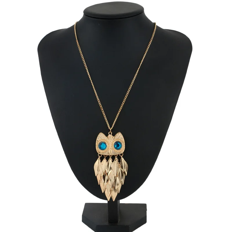 Bohemian Owl Pendant Necklace Women Trendy Long Tassel Statement
