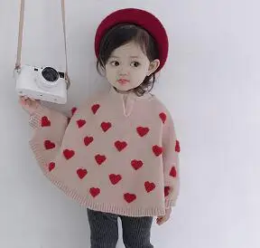 Весенний свитер-накидка для девочек, модный детский вязаный свитер, Детский свитер летучая мышь, одежда для девочек, вязаная одежда для малышей - Цвет: Розовый