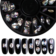 Полная Красота 3D блестящие стразы дизайн ногтей Высокое качество амулеты DIY красочный прозрачный кристалл смешанный стеклянный декоративный камень для ногтей CH638