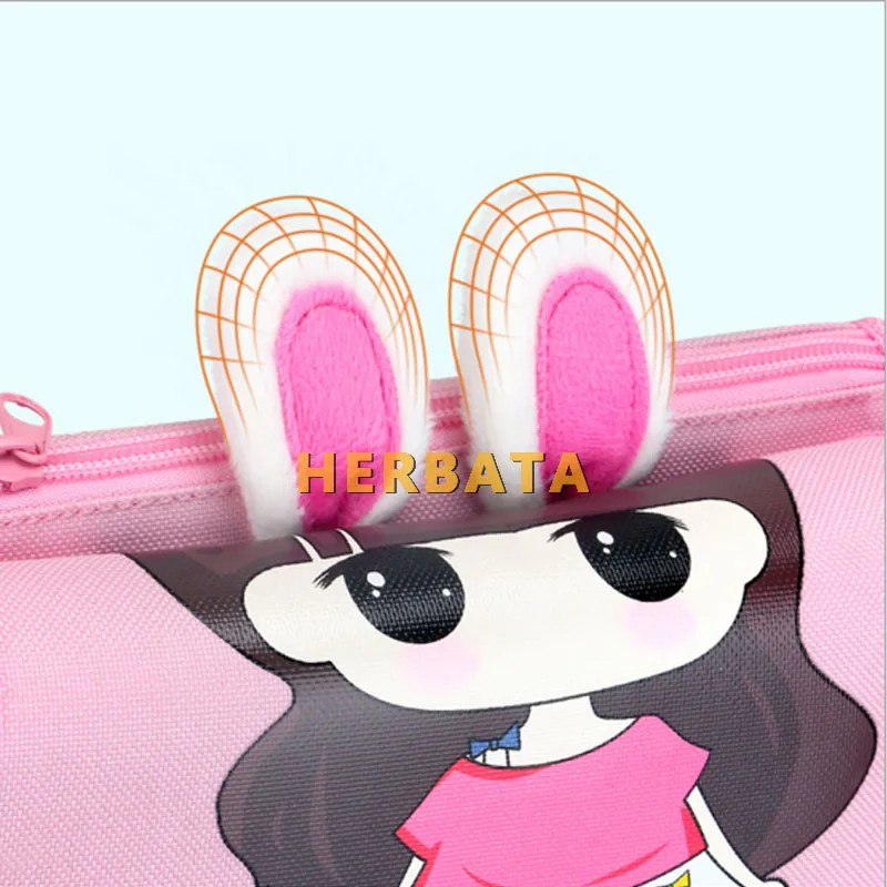 Милый Kawaii школьный пенал большой емкости холст кожа портативный Карандаш Чехол для девочек рождественские подарочные канцелярские принадлежности