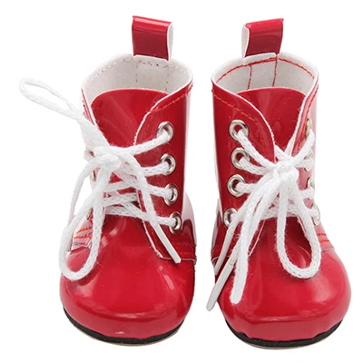 Кукла Talk цвета 1 пара PU кожаная Кукла Сапоги для куклы короткие высокие каблуки ботиночки обувь для разных цветов ботиночки Америка кукла - Цвет: red