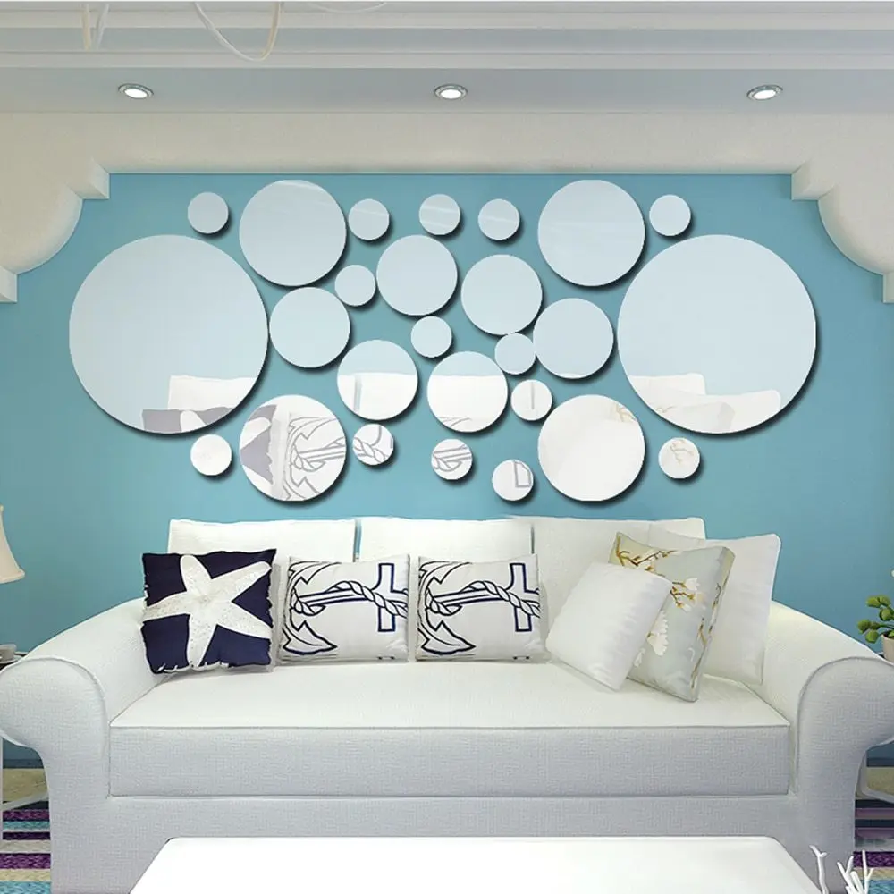 

26pcs/set Acrylic Polka Dot Wall Mirror Stickers DIY Art Decal Home Party Room Bathroom Decoration Wall Stick