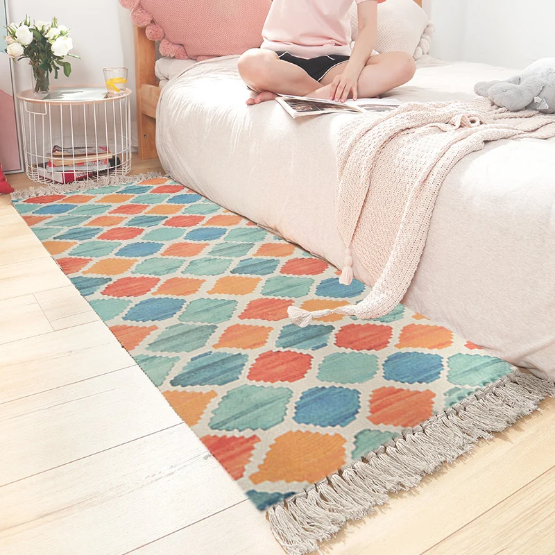 

Carpet Decorative Mat Bedroom Fresh Cotton Carpet Cotton Mat Floor Contracted