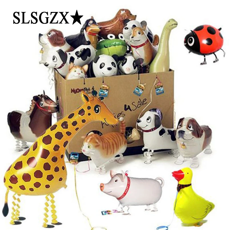 

Mixes Walking Animal Helium Balloons Cute Cat Dog Panda Dinosaur Tiger pet air Ballons birthday party decorations kids and Adult