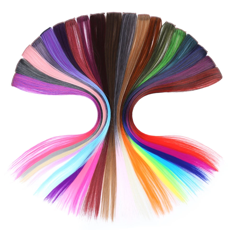 

JINKAILI 5 pieces Heat Resistsnt Synthetic Fake Hair Extensions One Pieces Long Straight One Clip in Hair Extensions 20 Colors