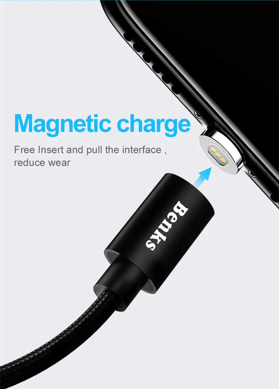 Benks Strong Magnetic Micro USB Android Charging Cable For Samsung Galaxy Huawei Xiaomi Universal Nylon Phone Charge Cables 1 (2)