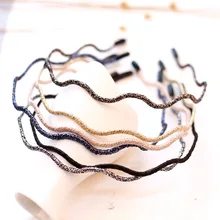 1 шт. ободок для волос для девочек супер тонкий потертый золотой порошок серебро красный волнистые украшения для головы простая челка карта G0407