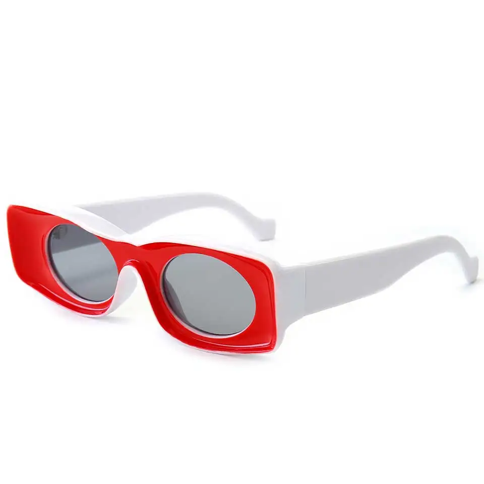 Новая мода Квадратные Солнцезащитные очки для женщин Для мужчин летний Мода Брендовая Дизайнерская обувь красные, синие, желтые, розовые, Женская оправа солнцезащитные очки UV400 - Цвет линз: Red-Gray