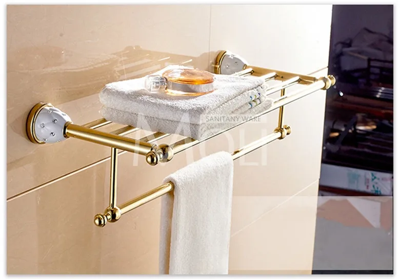 Роскошные золотые аксессуары для ванной комнаты с бриллиантом, золотое покрытие, держатель для туалетной бумаги, держатель для полотенец, держатель для полки, держатель для щетки, набор аксессуаров для ванной