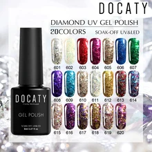 Docaty гель-лаки для ногтей с бриллиантами блестящий Светодиодный УФ-Гель-лак Блестящие Блестки Гель-лак для ногтей Vernis Полупостоянный Гель-лак